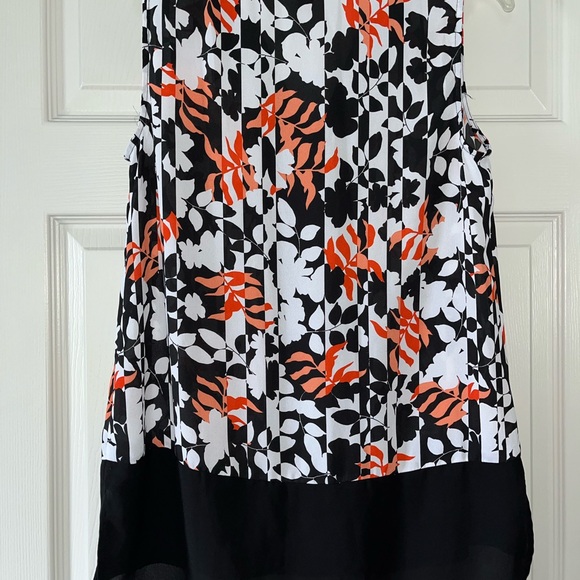 Vince Camuto black white and orange sleeveless  blouse size s🌴 - Picture 5 of 8